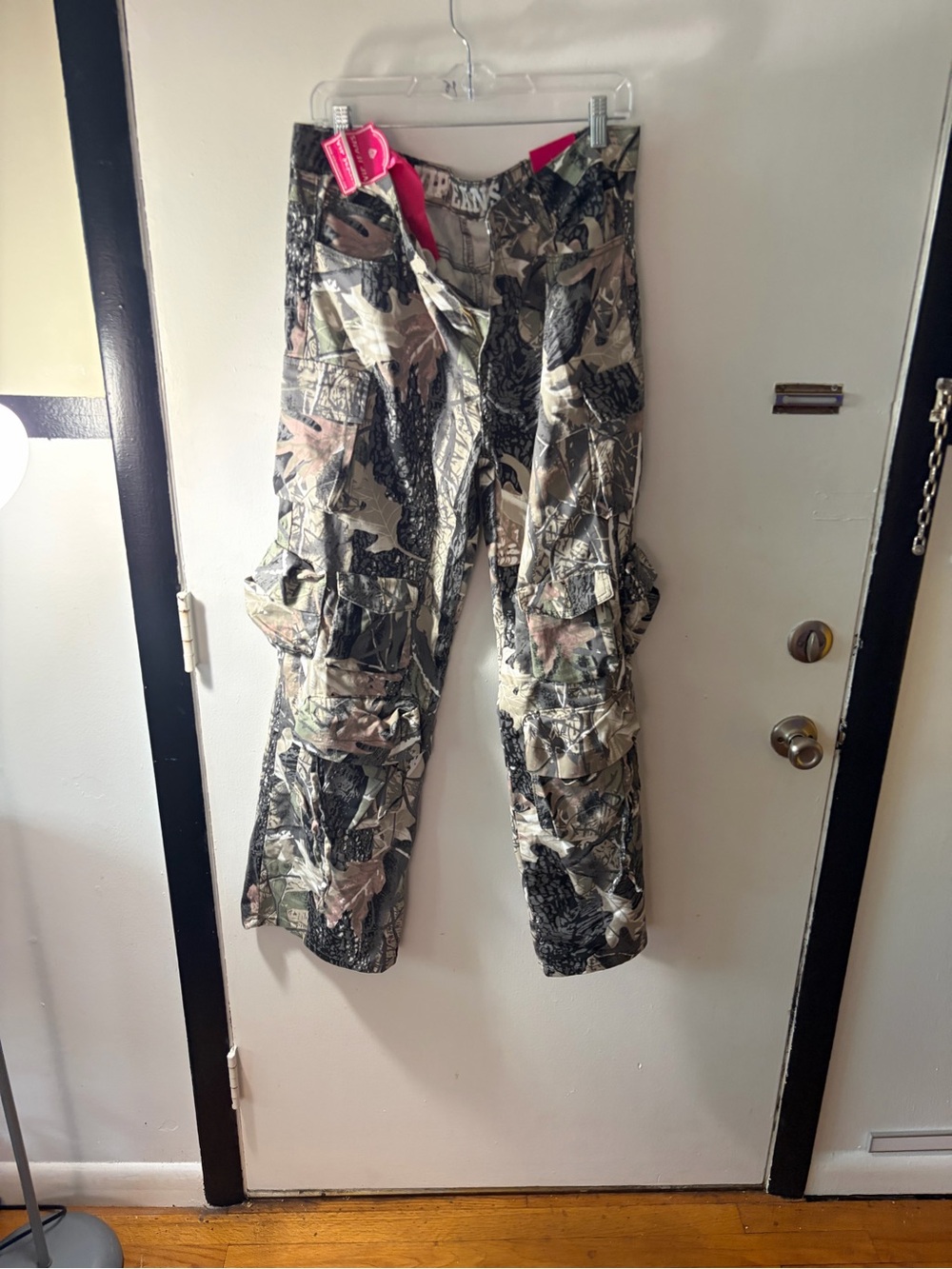 VIP Camo Straight-Leg Cargo Pants with Pink Waist Tag